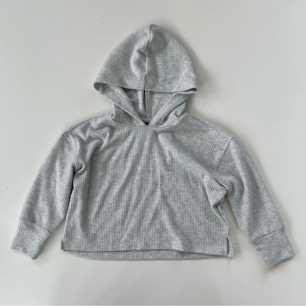 Old Navy Little Girls Grey Gray Cropped Ribbed Hoodie Flare Pant Set Size XS/5